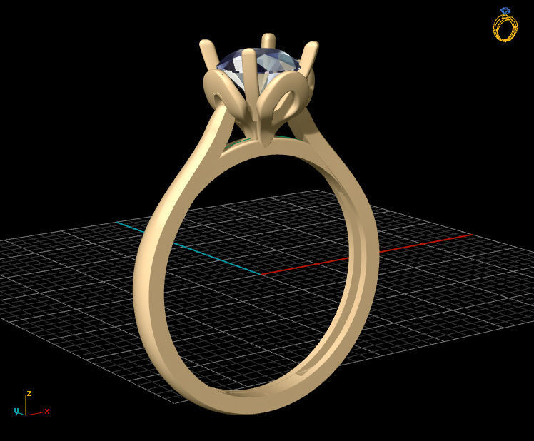 solitiare engagement ring gold 3D print model_8