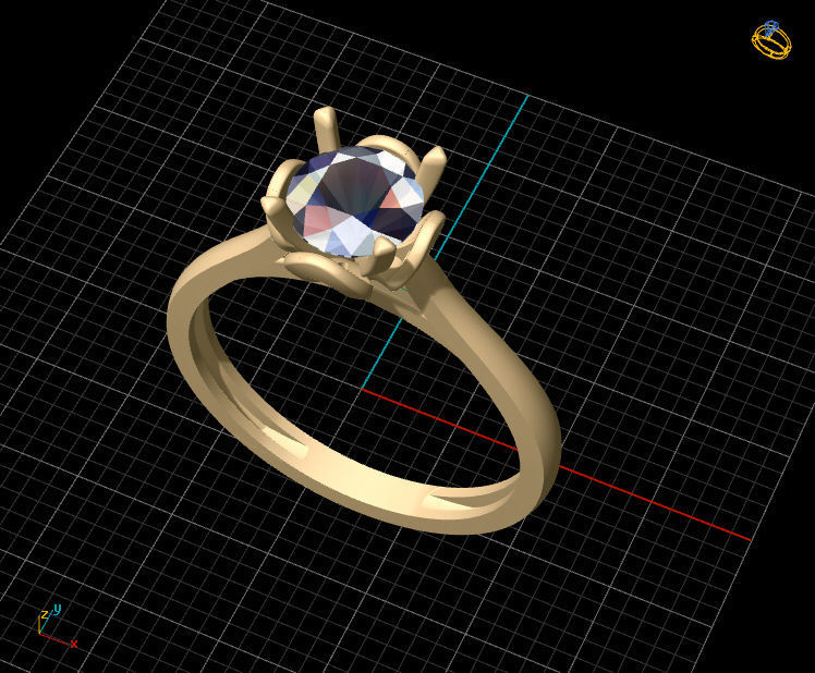 solitiare engagement ring gold 3D print model_9