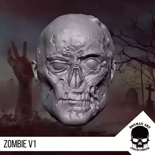 The Zombie V1 Head for action figures 3D print model