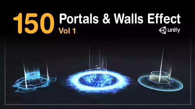 150 Portals and Walls Effect Low-poly 3D model