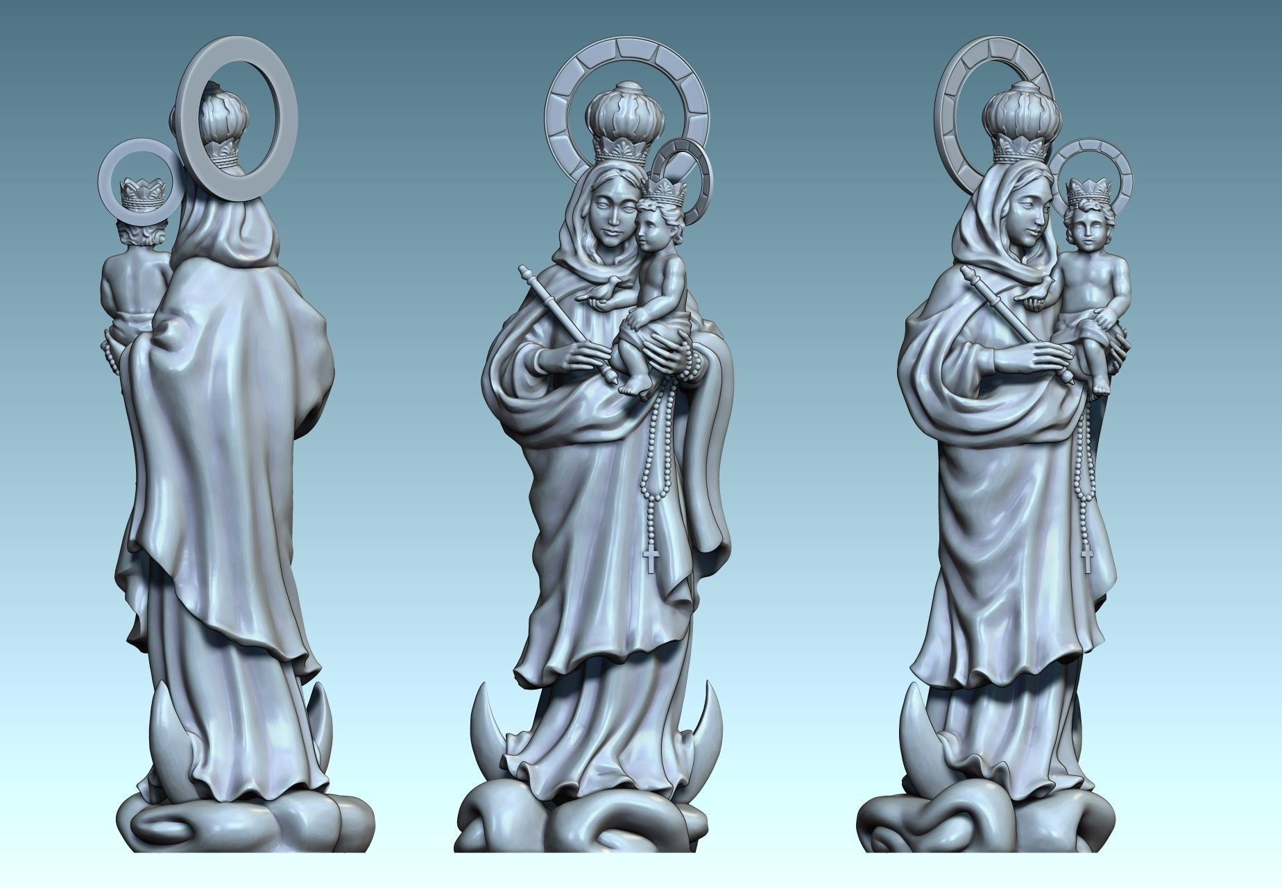 Virgen de Luna - Virgin of moon - CNC 3D print model_5