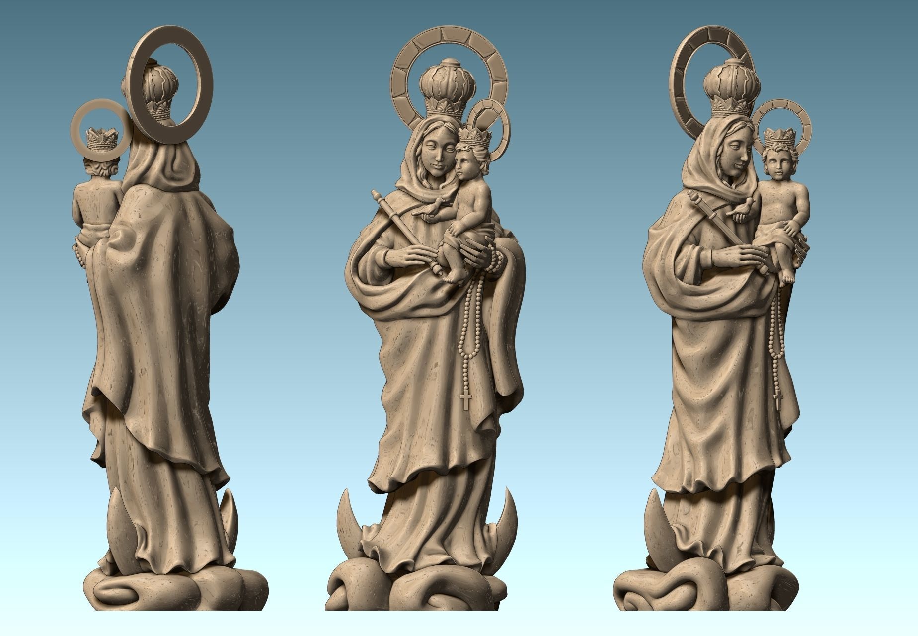Virgen de Luna - Virgin of moon - CNC 3D print model_9