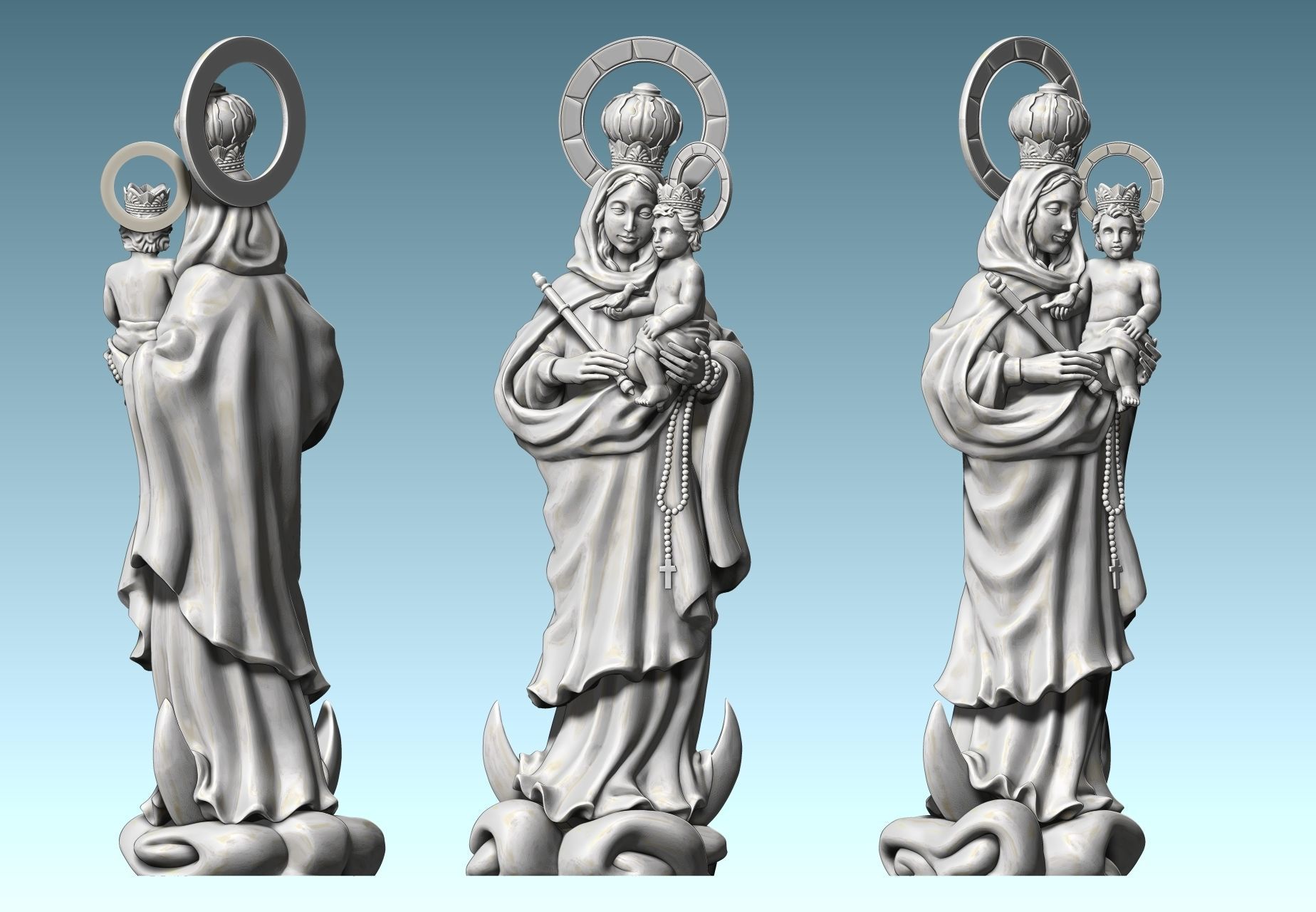 Virgen de Luna - Virgin of moon - CNC 3D print model_7