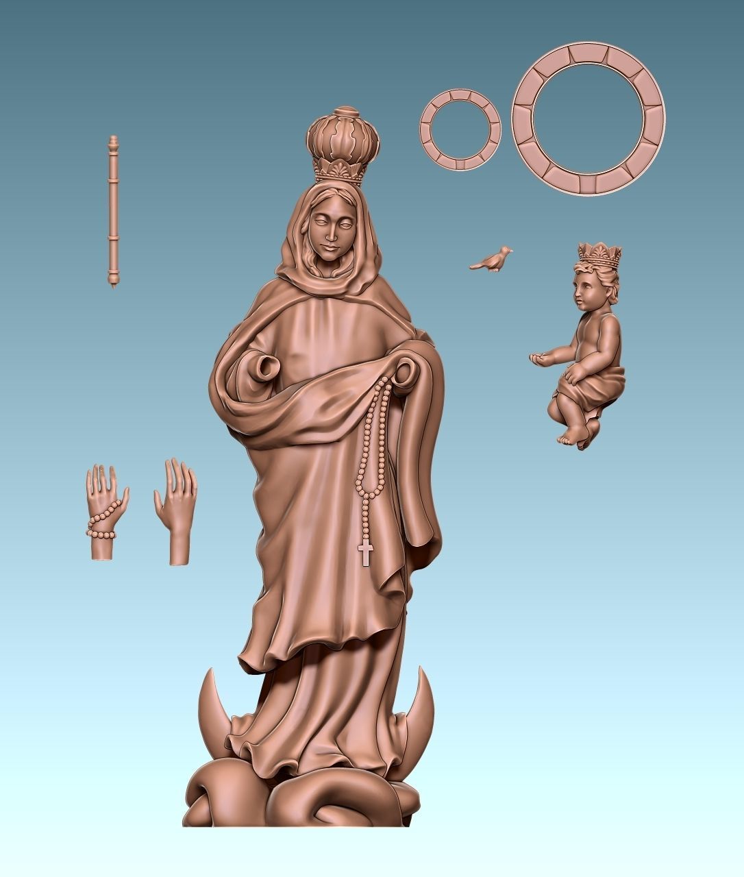 Virgen de Luna - Virgin of moon - CNC 3D print model_1