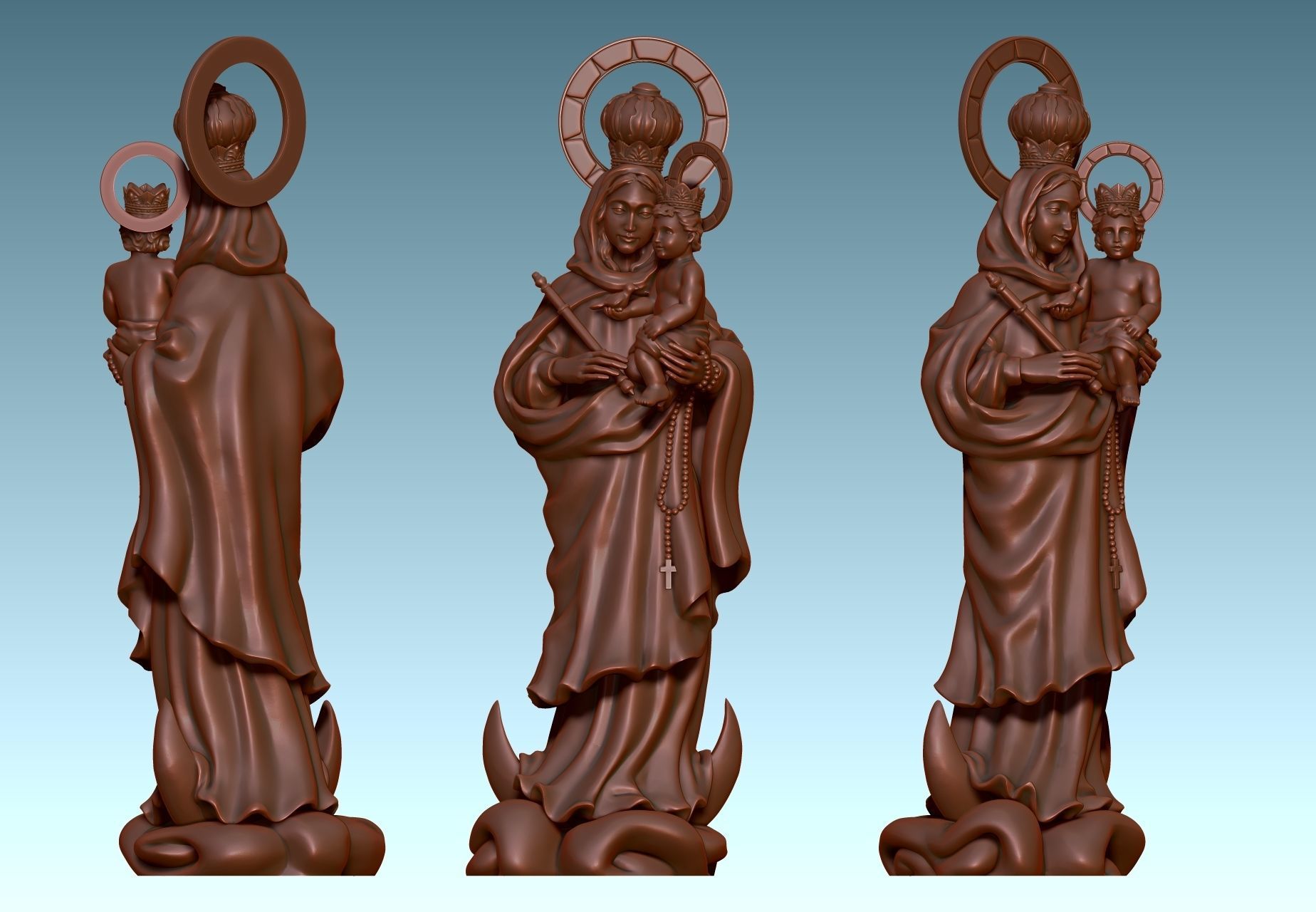 Virgen de Luna - Virgin of moon - CNC 3D print model_16