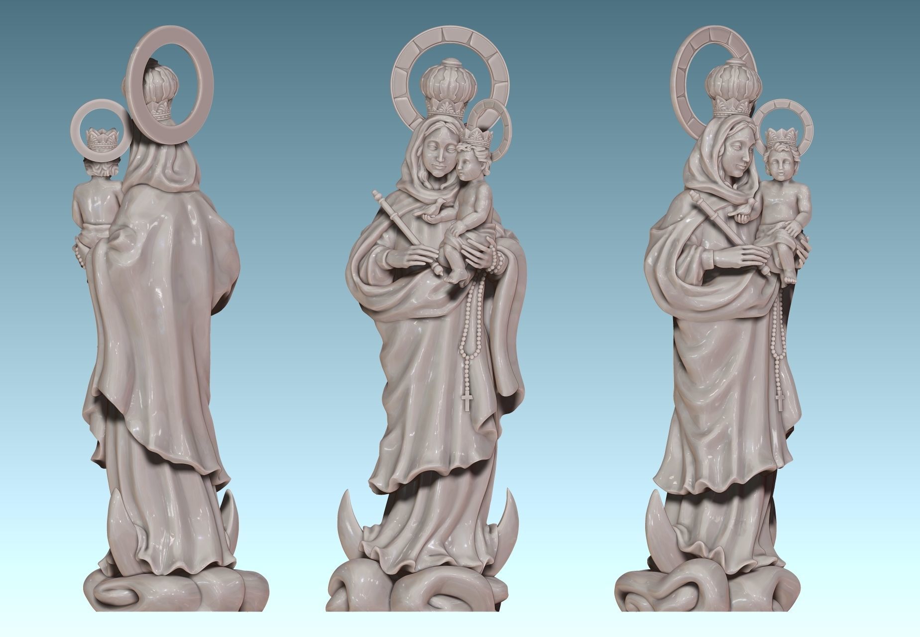 Virgen de Luna - Virgin of moon - CNC 3D print model_3