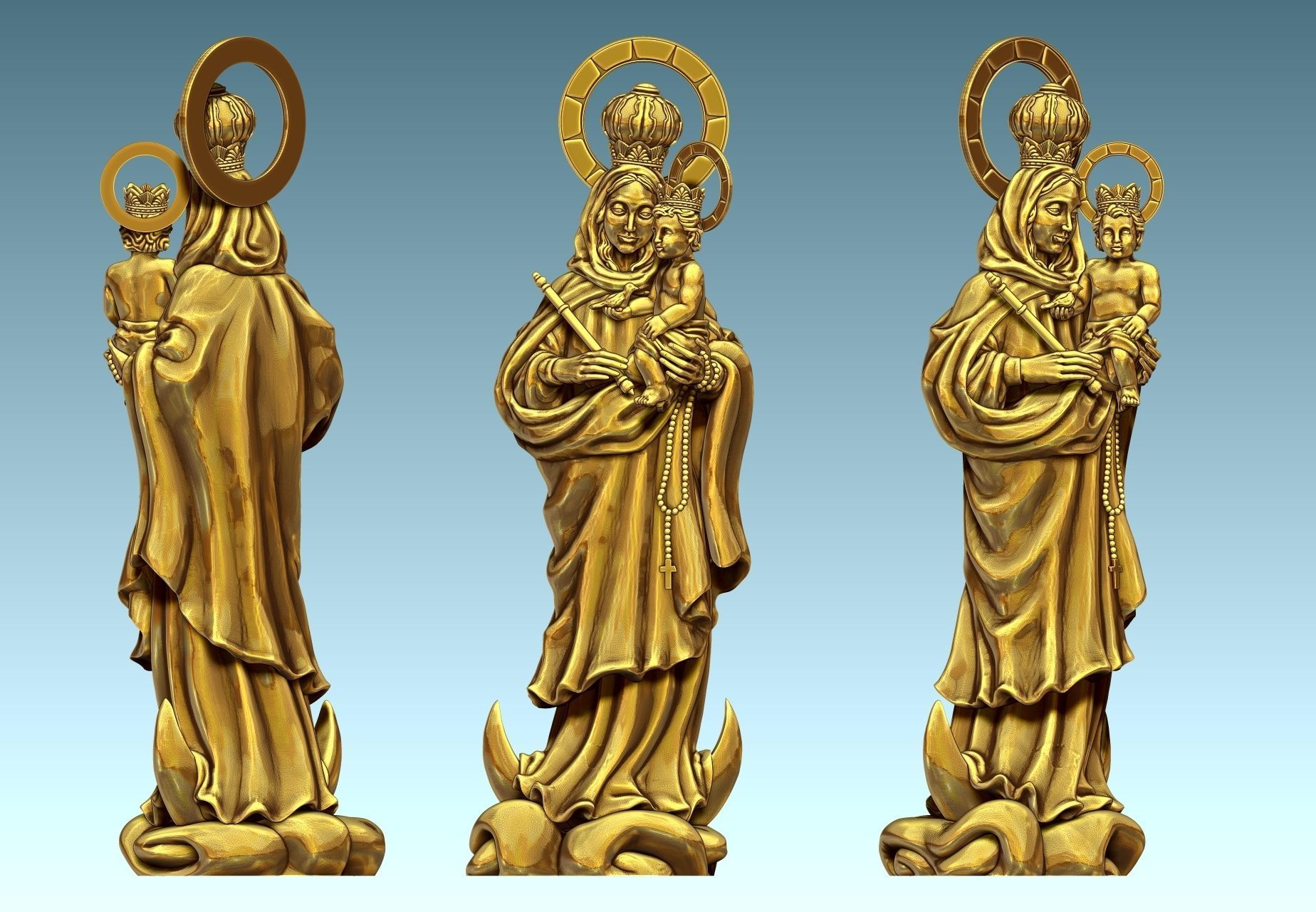 Virgen de Luna - Virgin of moon - CNC 3D print model_4