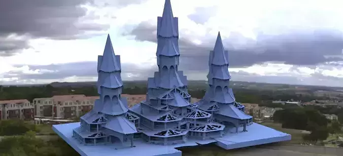 Witches houses together new with greenhouses  2 3D