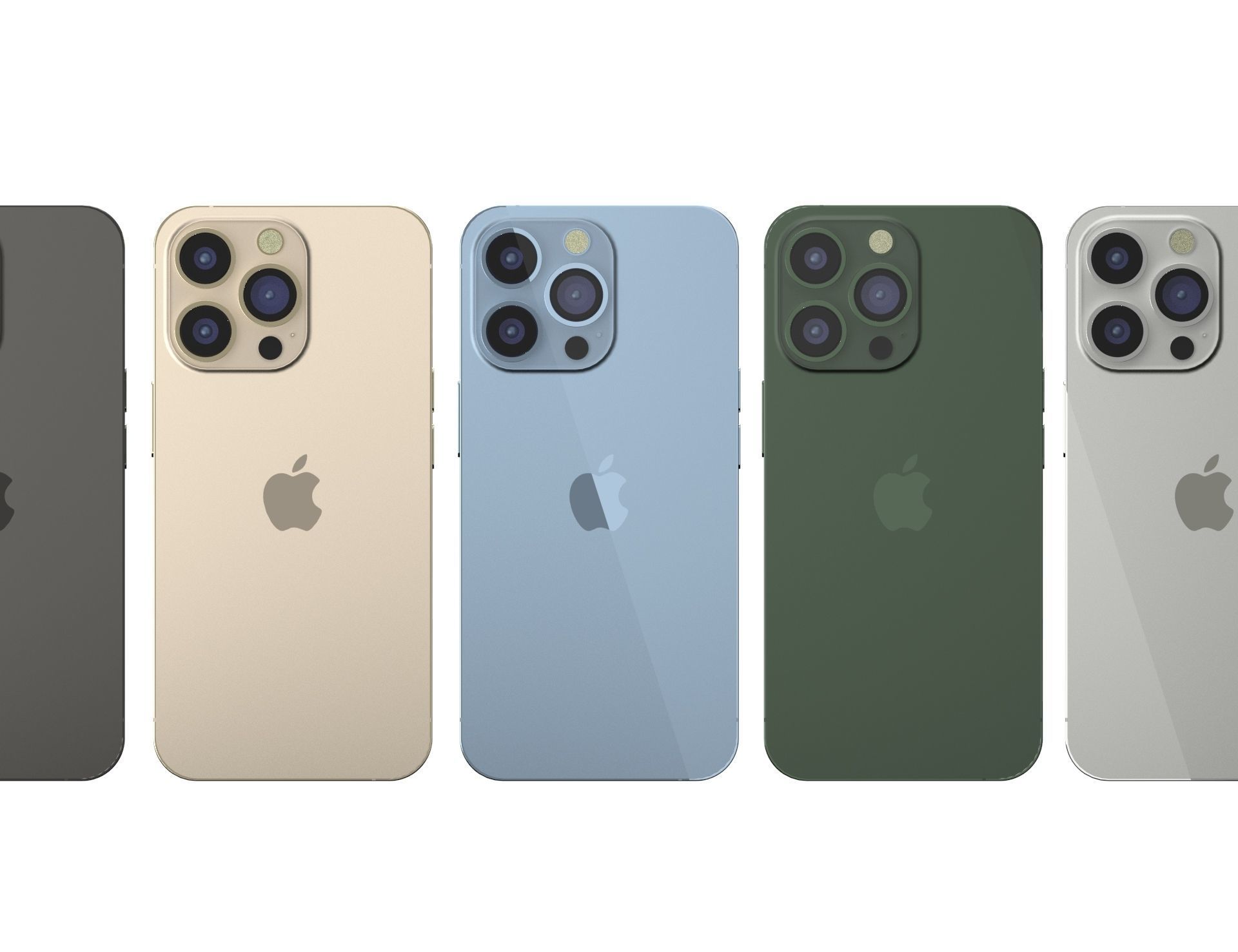Apple iPhone 13 Pro all colors and new green color for KeyShot 3D model_10