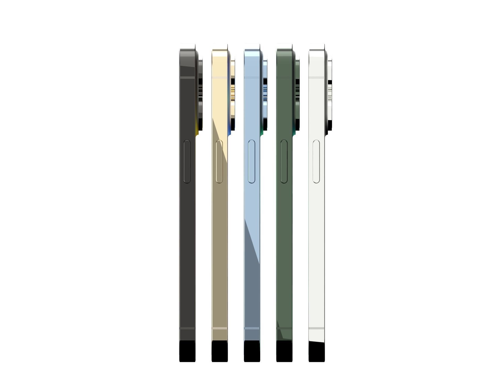 Apple iPhone 13 Pro all colors and new green color for KeyShot 3D model_11