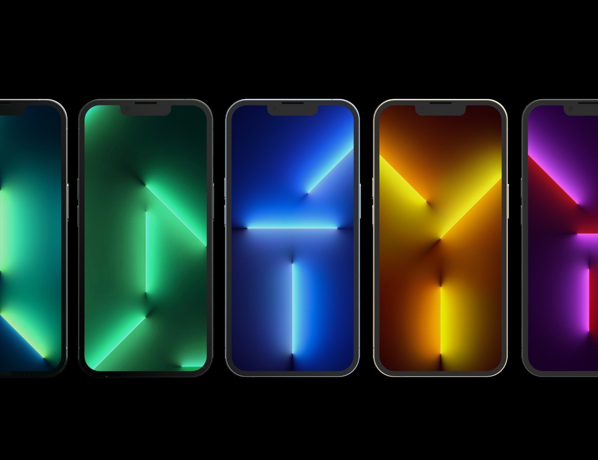 Apple iPhone 13 Pro all colors and new green color for KeyShot 3D model_13