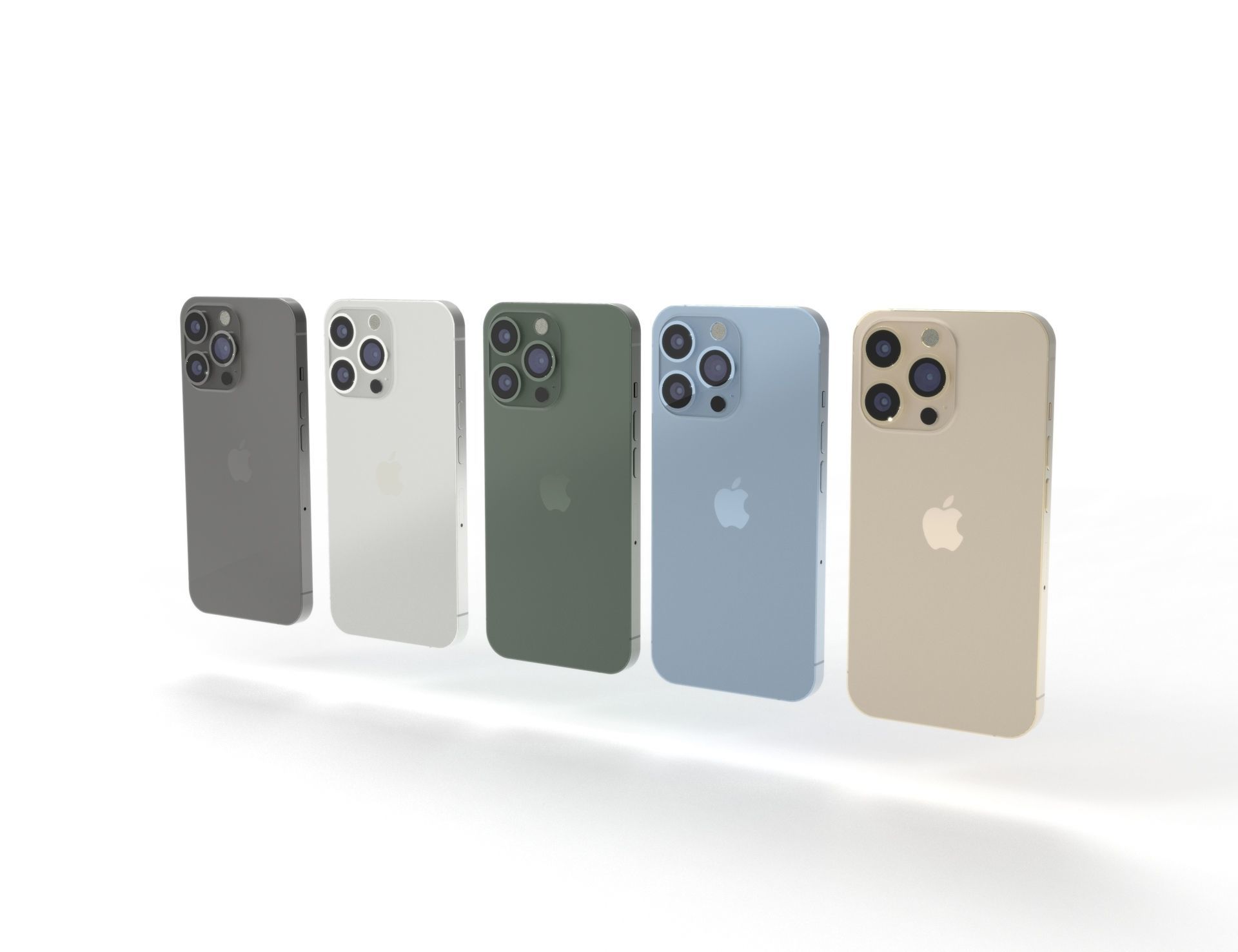 Apple iPhone 13 Pro all colors and new green color for KeyShot 3D model_15
