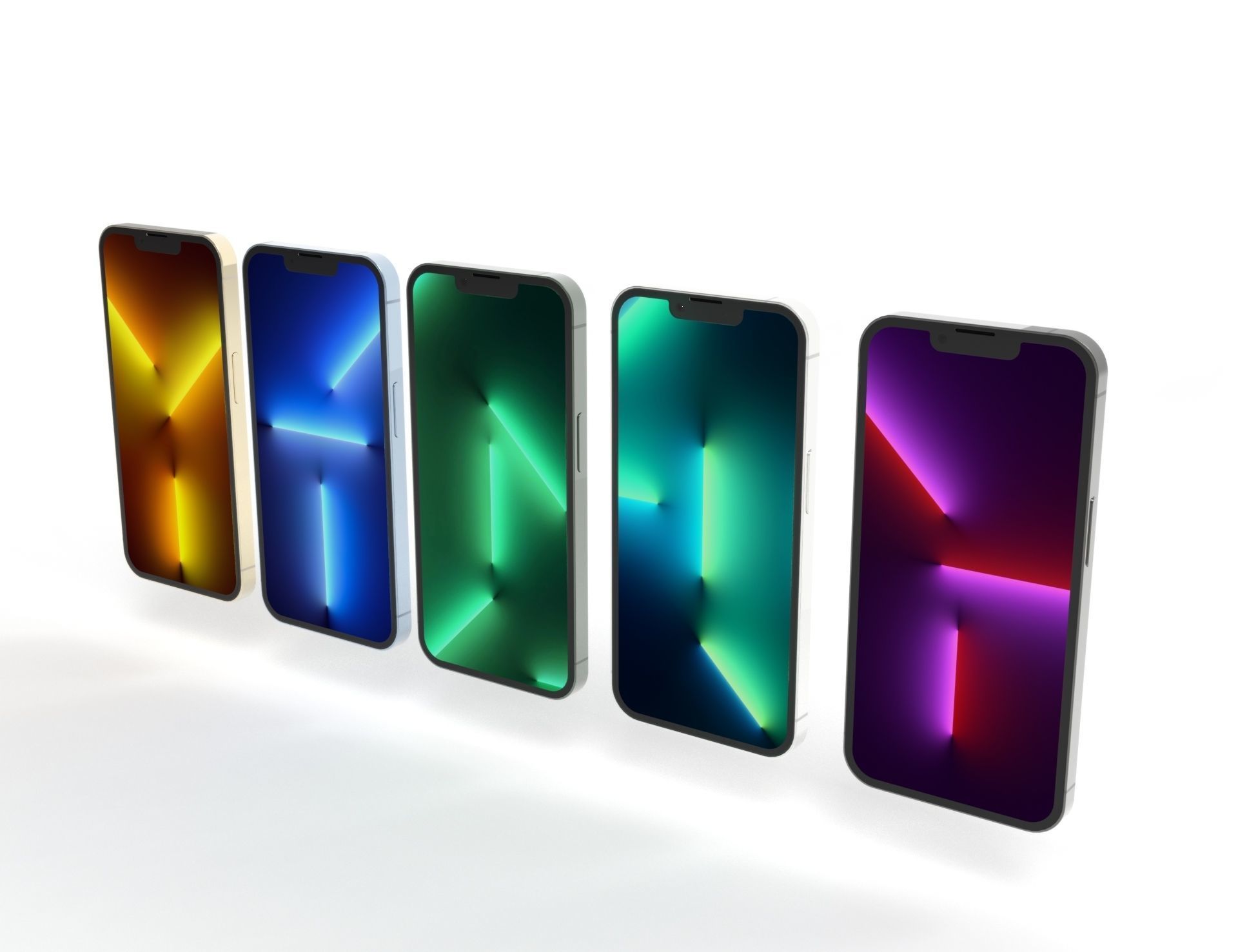 Apple iPhone 13 Pro all colors and new green color for KeyShot 3D model_14