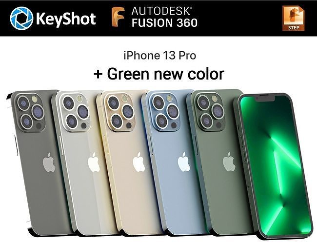 Apple iPhone 13 Pro  all colors and new green color for KeyShot 3D model