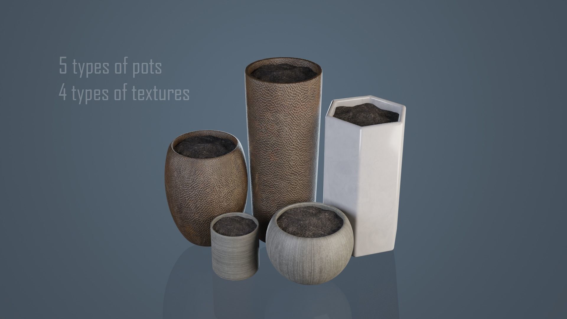 Plant Pots Low-poly 3D model_1