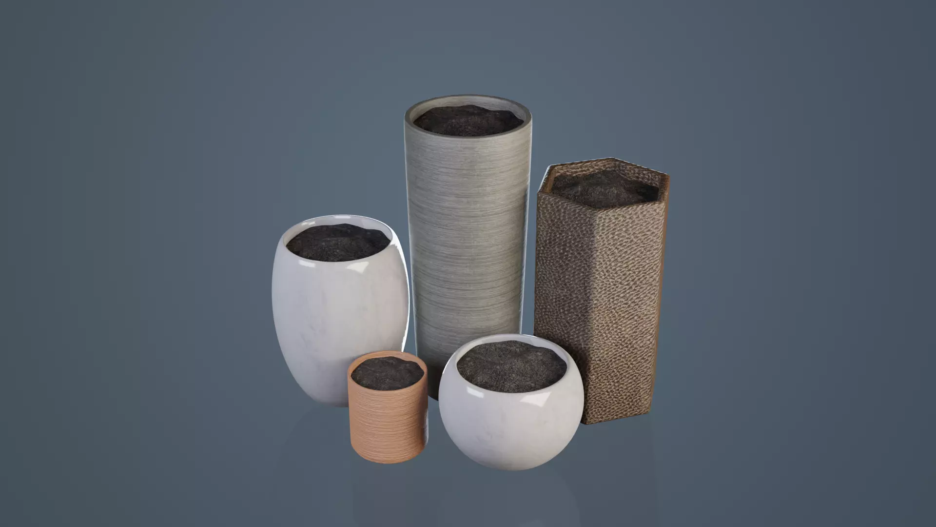 Plant Pots Low-poly 3D model_0