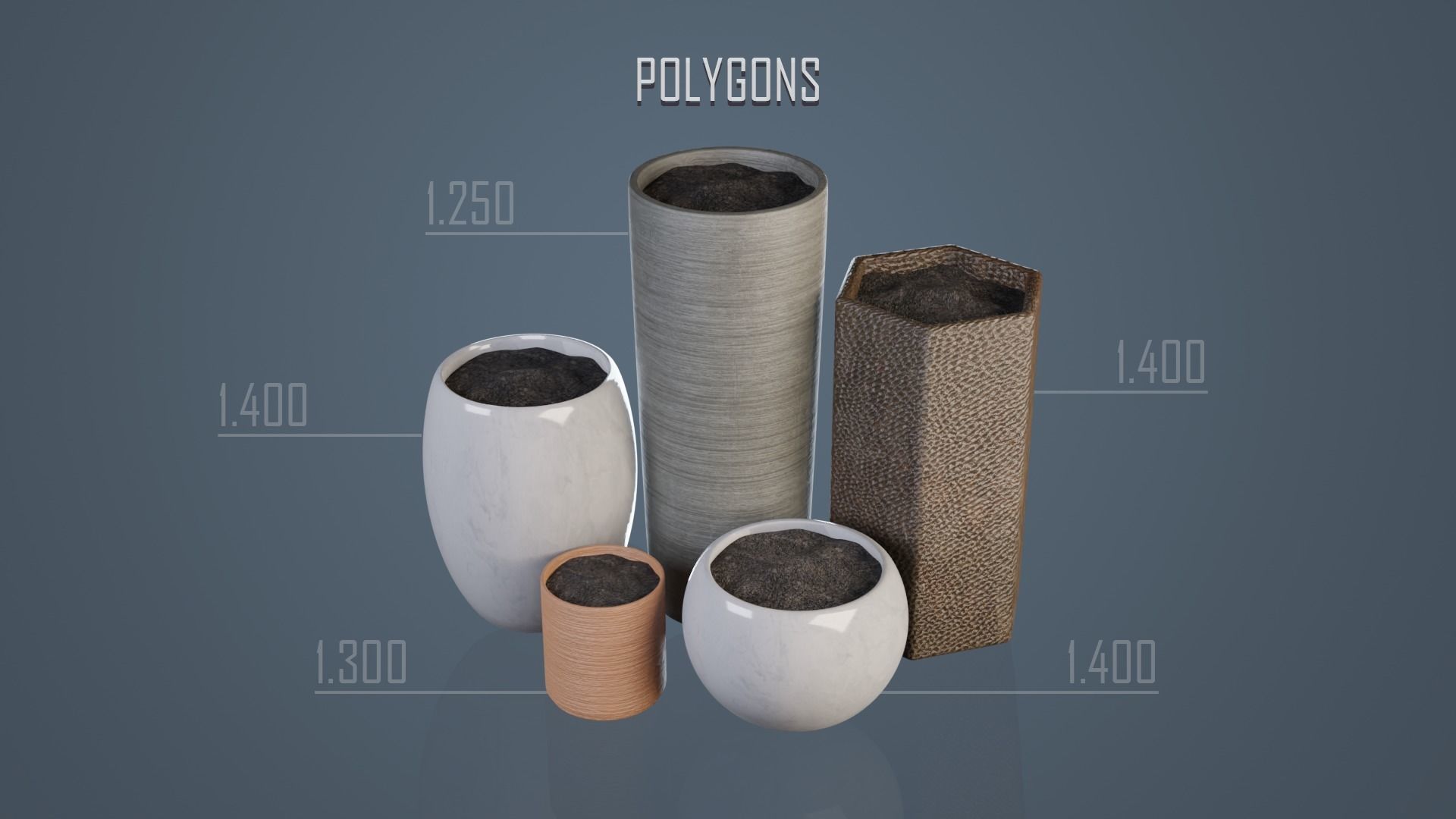 Plant Pots Low-poly 3D model_2