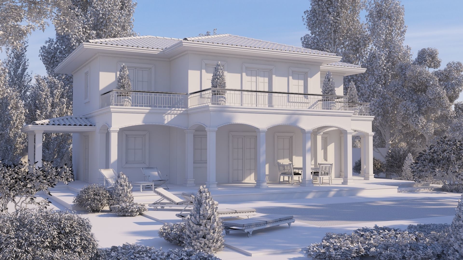 Mediterranean Architectural Style Two Storey Villa 3D model_9