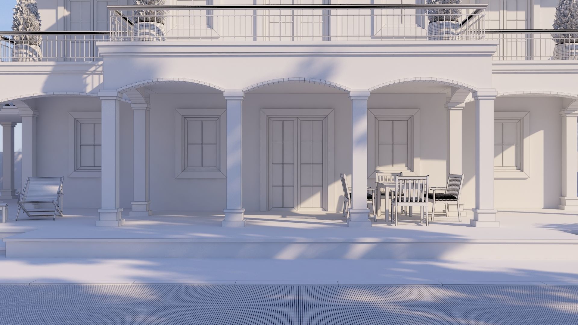 Mediterranean Architectural Style Two Storey Villa 3D model_15