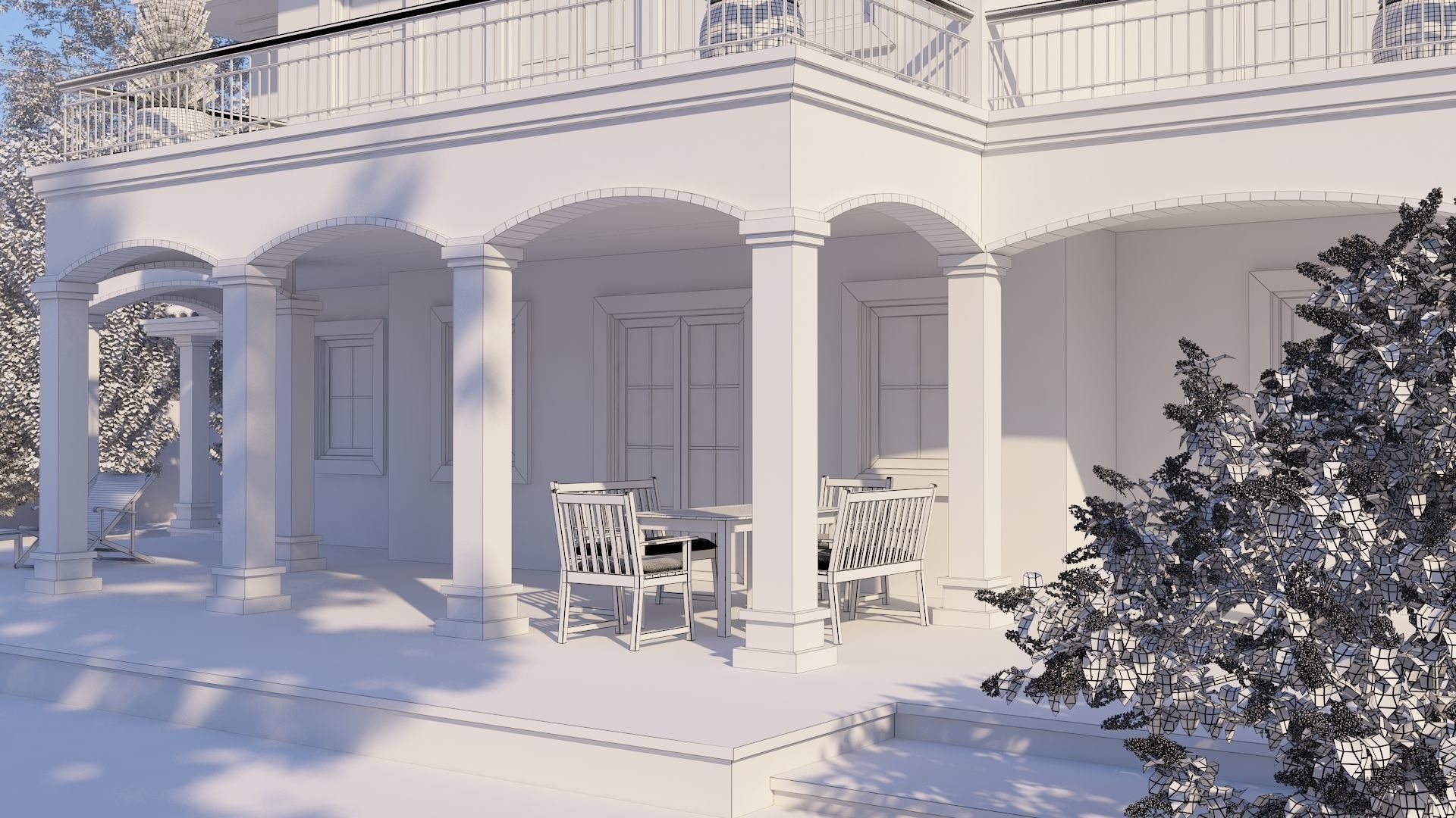 Mediterranean Architectural Style Two Storey Villa 3D model_14