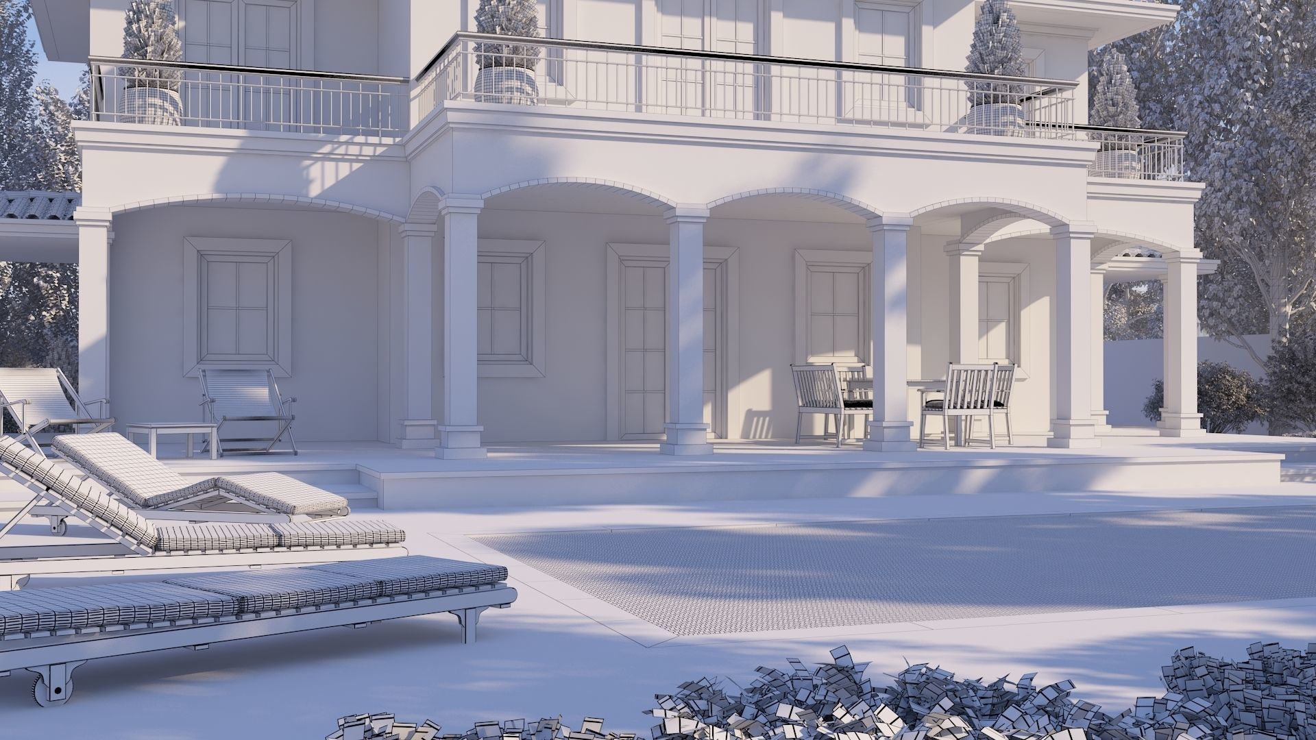 Mediterranean Architectural Style Two Storey Villa 3D model_11