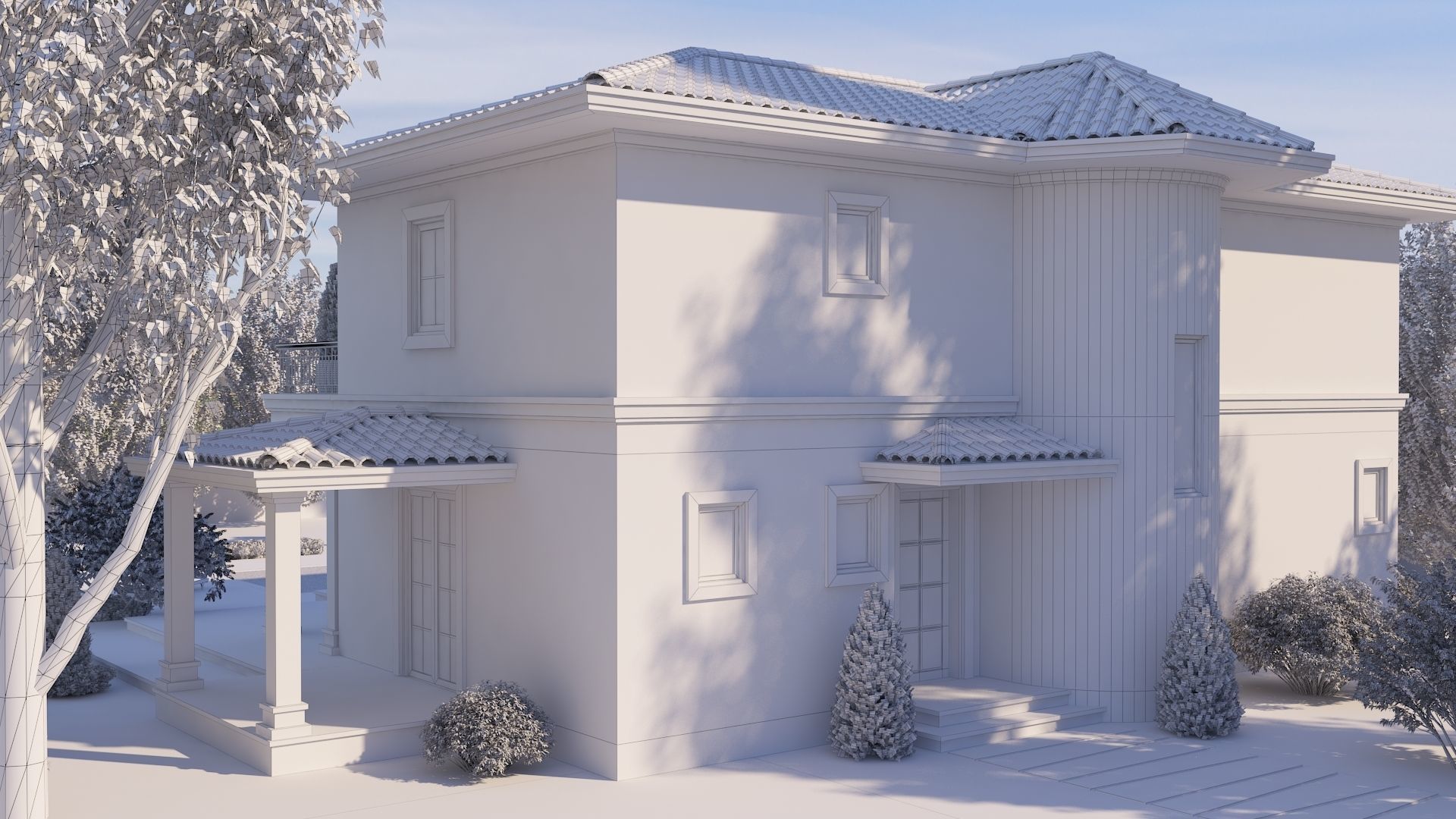 Mediterranean Architectural Style Two Storey Villa 3D model_17