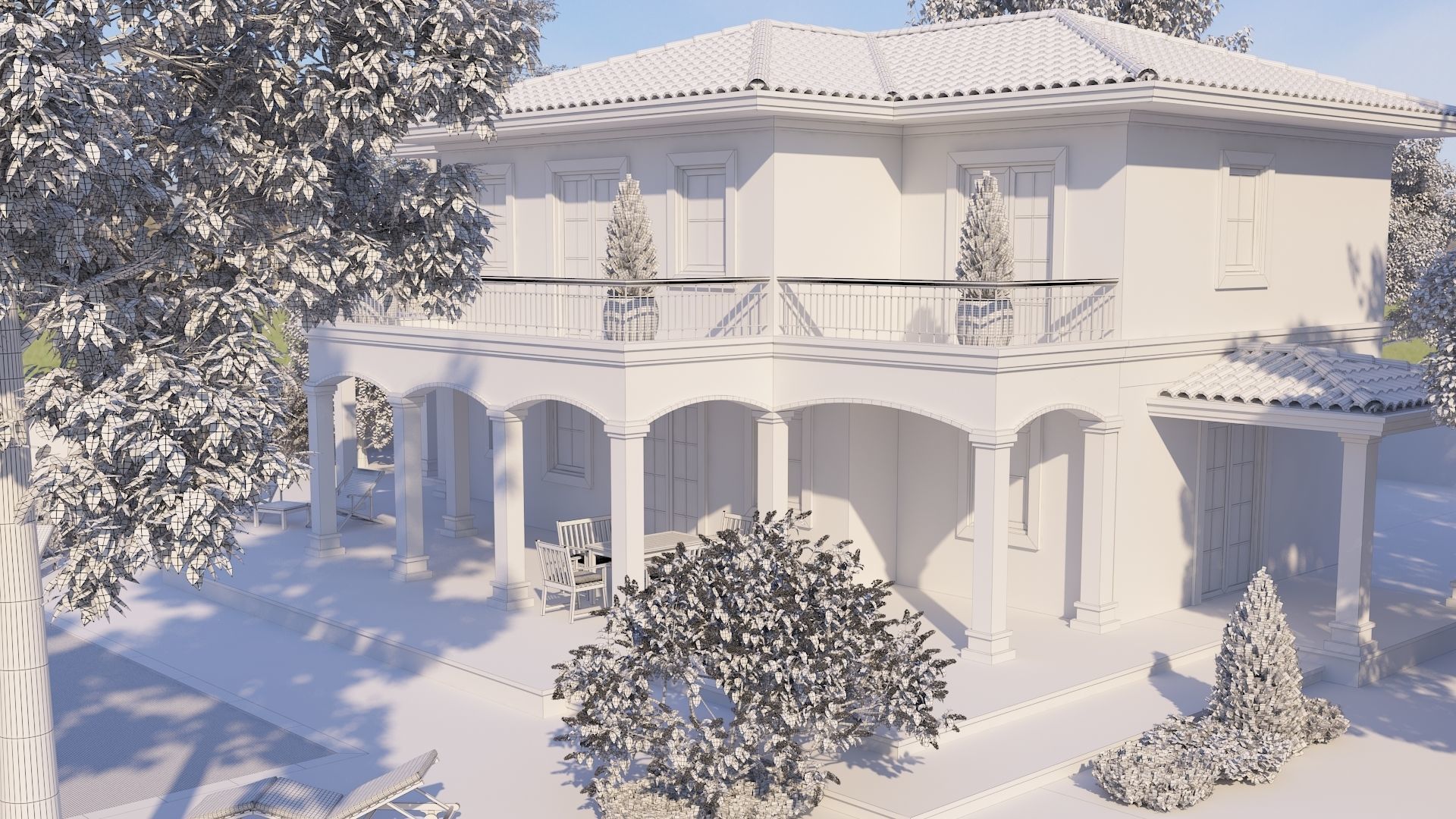 Mediterranean Architectural Style Two Storey Villa 3D model_13