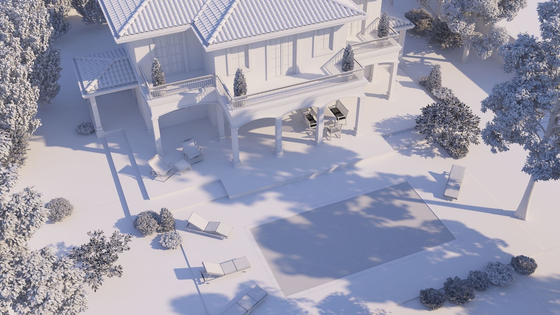 Mediterranean Architectural Style Two Storey Villa 3D model_16