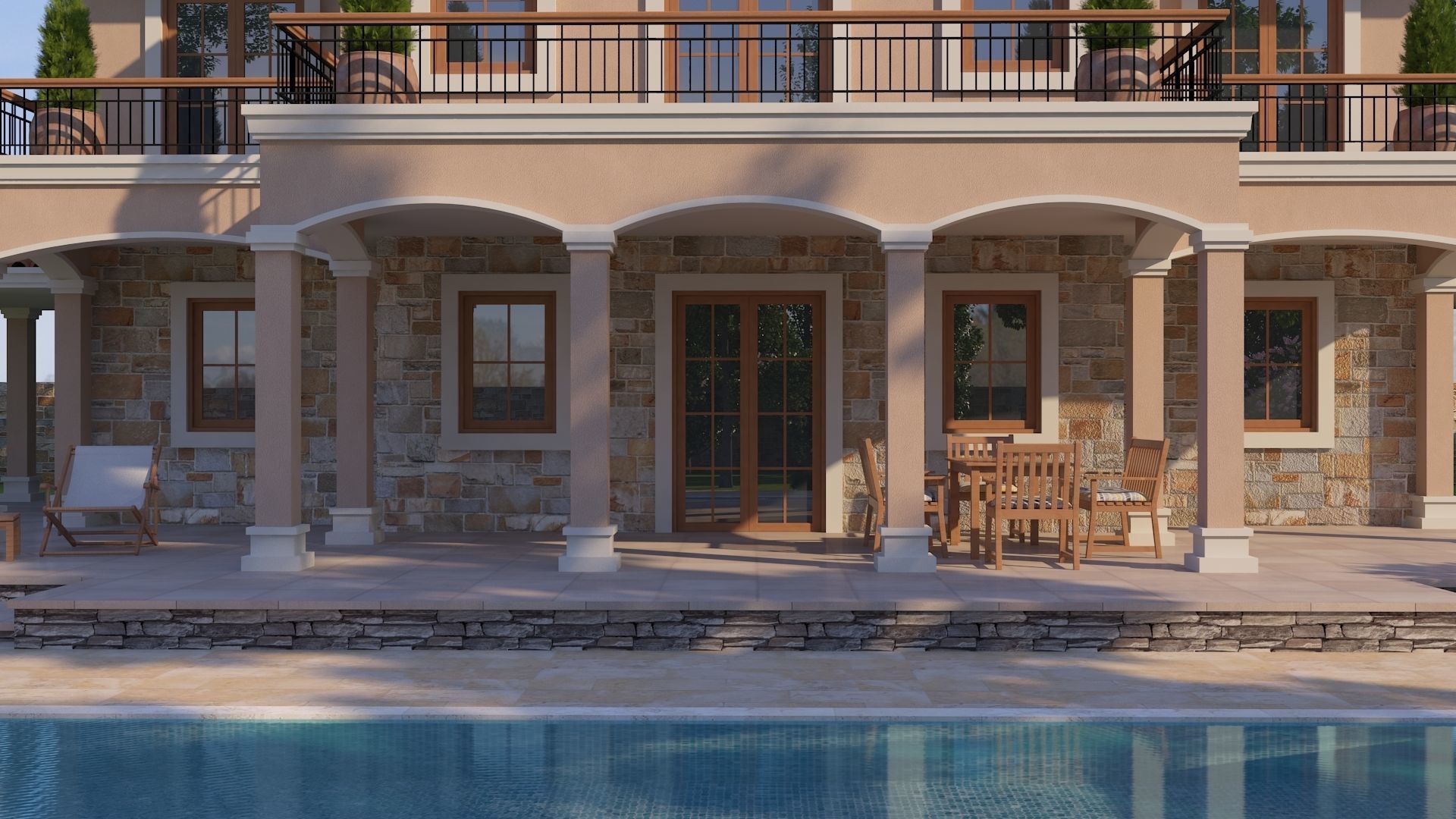 Mediterranean Architectural Style Two Storey Villa 3D model_6