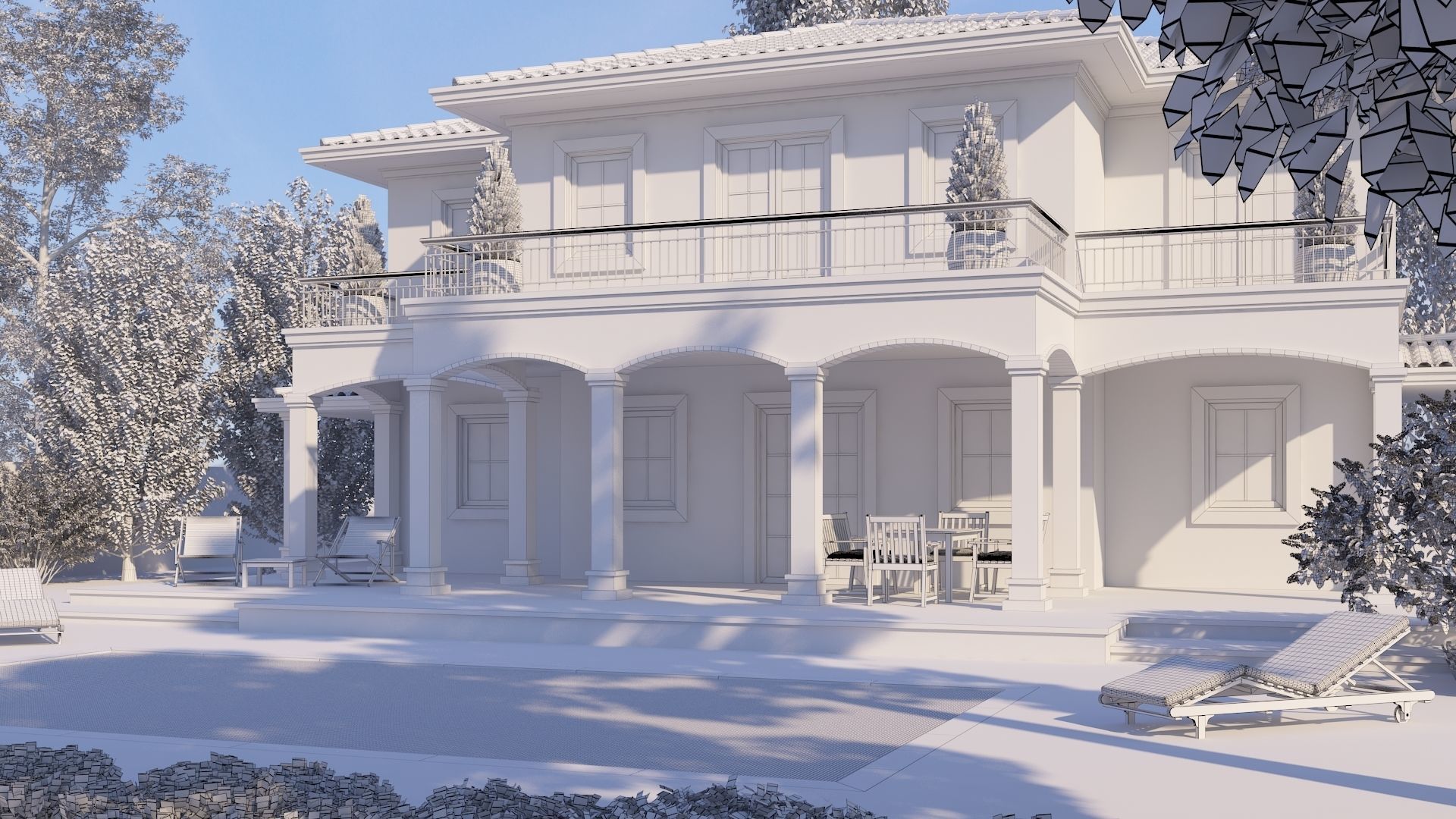Mediterranean Architectural Style Two Storey Villa 3D model_12