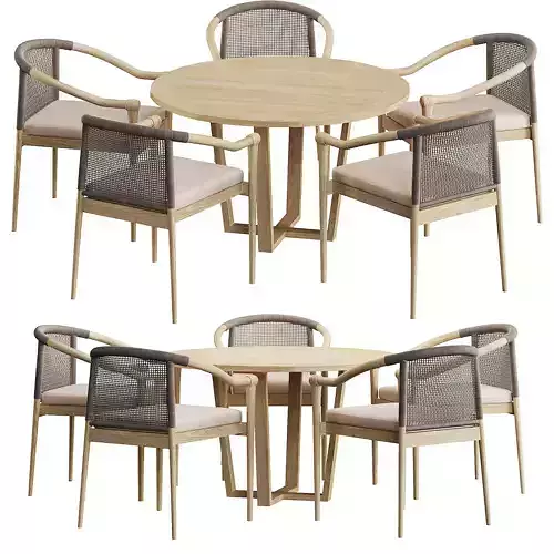 Wooden Outdoor Dining Sets Round Dining Table with 5 Chairs