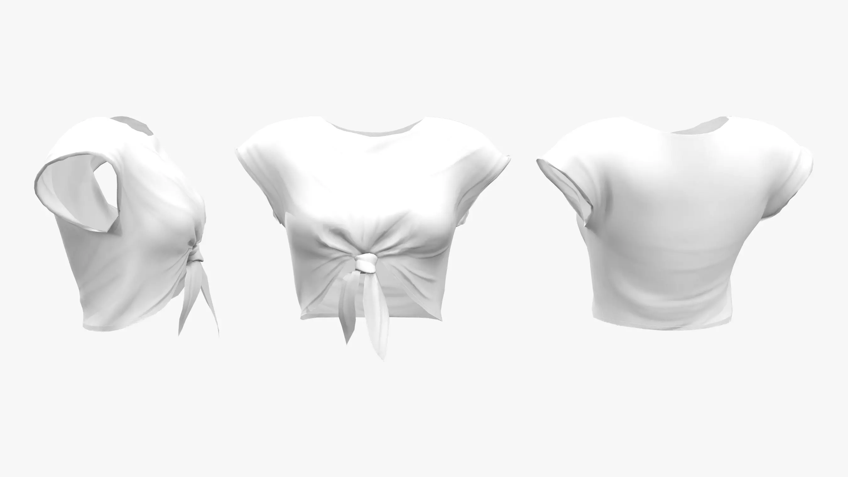 Tied Front Crop Top Low-poly 3D model