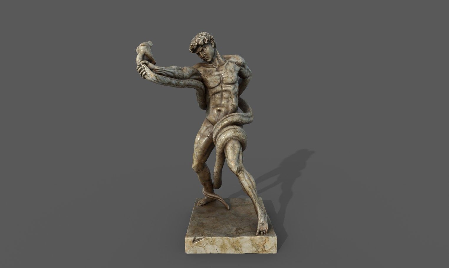 Statue of Athlete Wrestling a Python Low-poly 3D model_9