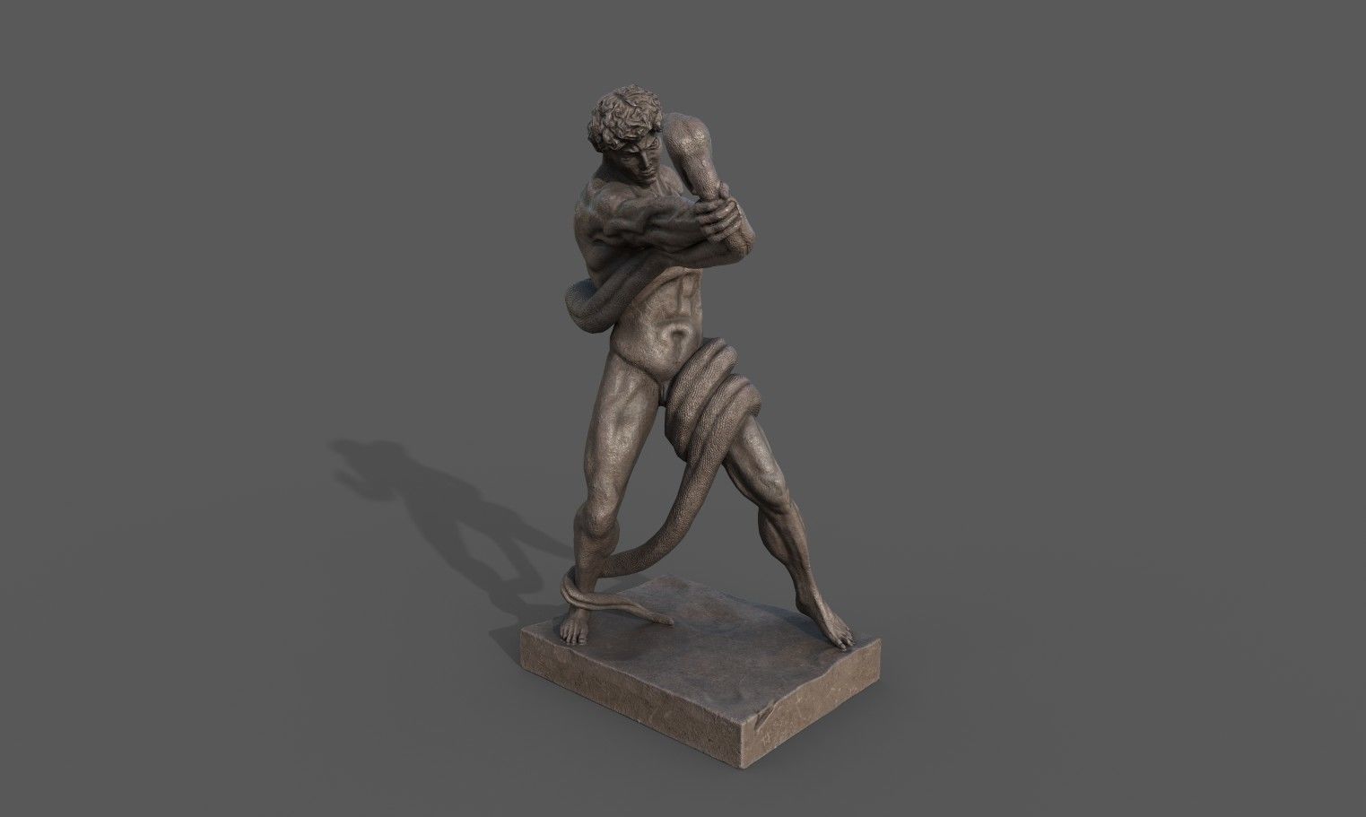 Statue of Athlete Wrestling a Python Low-poly 3D model_3