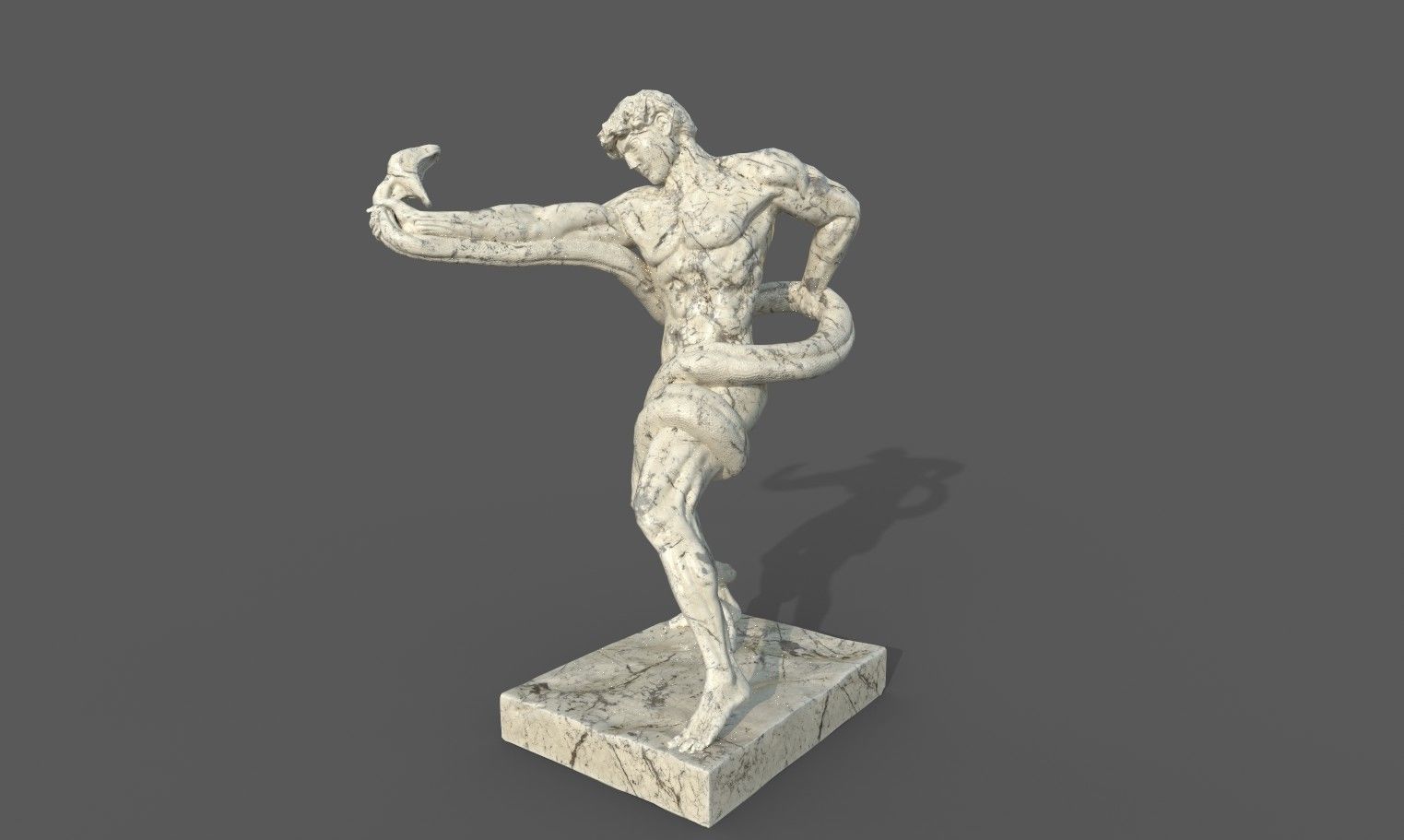 Statue of Athlete Wrestling a Python Low-poly 3D model_18