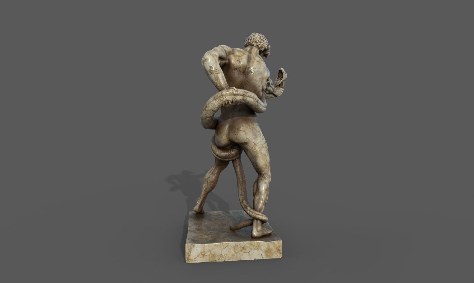 Statue of Athlete Wrestling a Python Low-poly 3D model_12