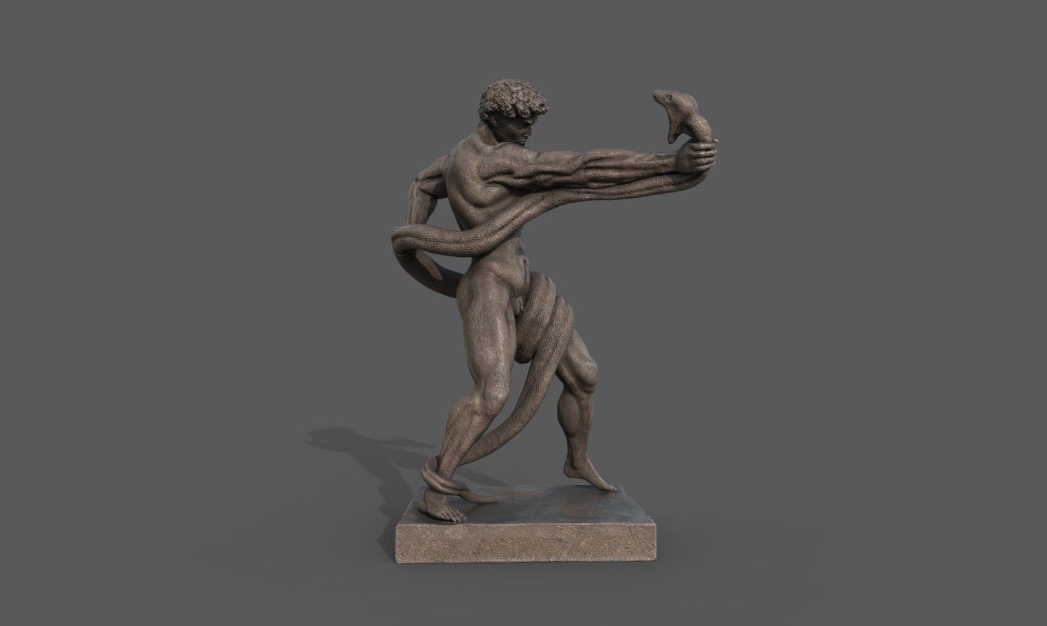 Statue of Athlete Wrestling a Python Low-poly 3D model_4