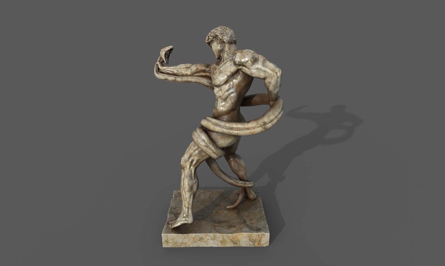 Statue of Athlete Wrestling a Python Low-poly 3D model_11