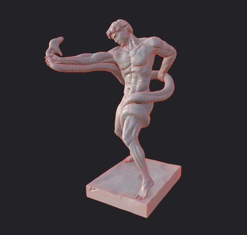 Statue of Athlete Wrestling a Python Low-poly 3D model_26