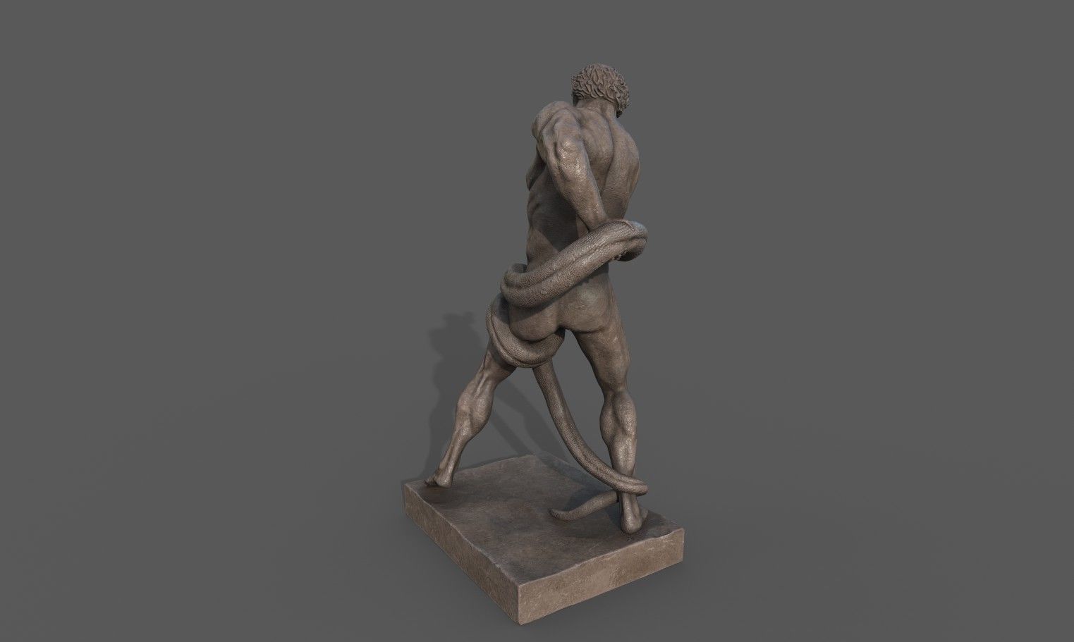 Statue of Athlete Wrestling a Python Low-poly 3D model_6
