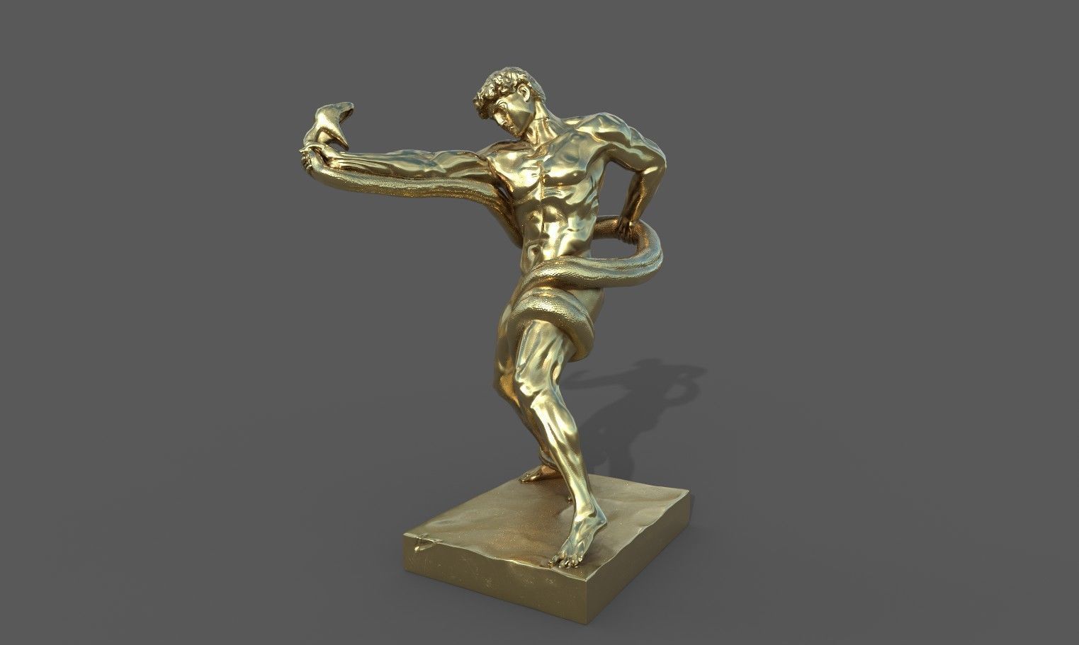 Statue of Athlete Wrestling a Python Low-poly 3D model_22