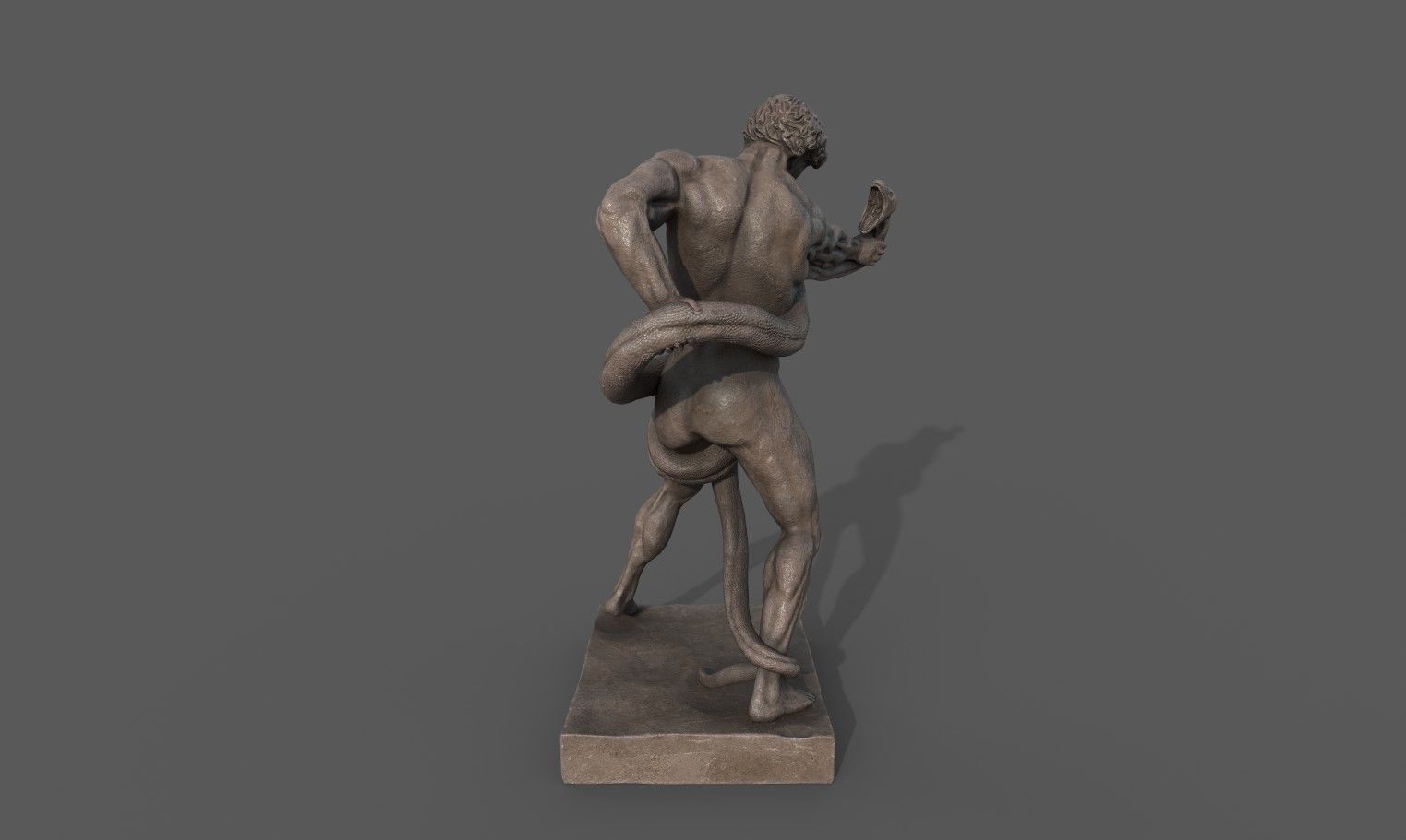 Statue of Athlete Wrestling a Python Low-poly 3D model_5