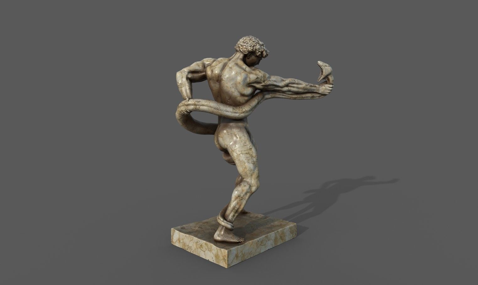 Statue of Athlete Wrestling a Python Low-poly 3D model_13