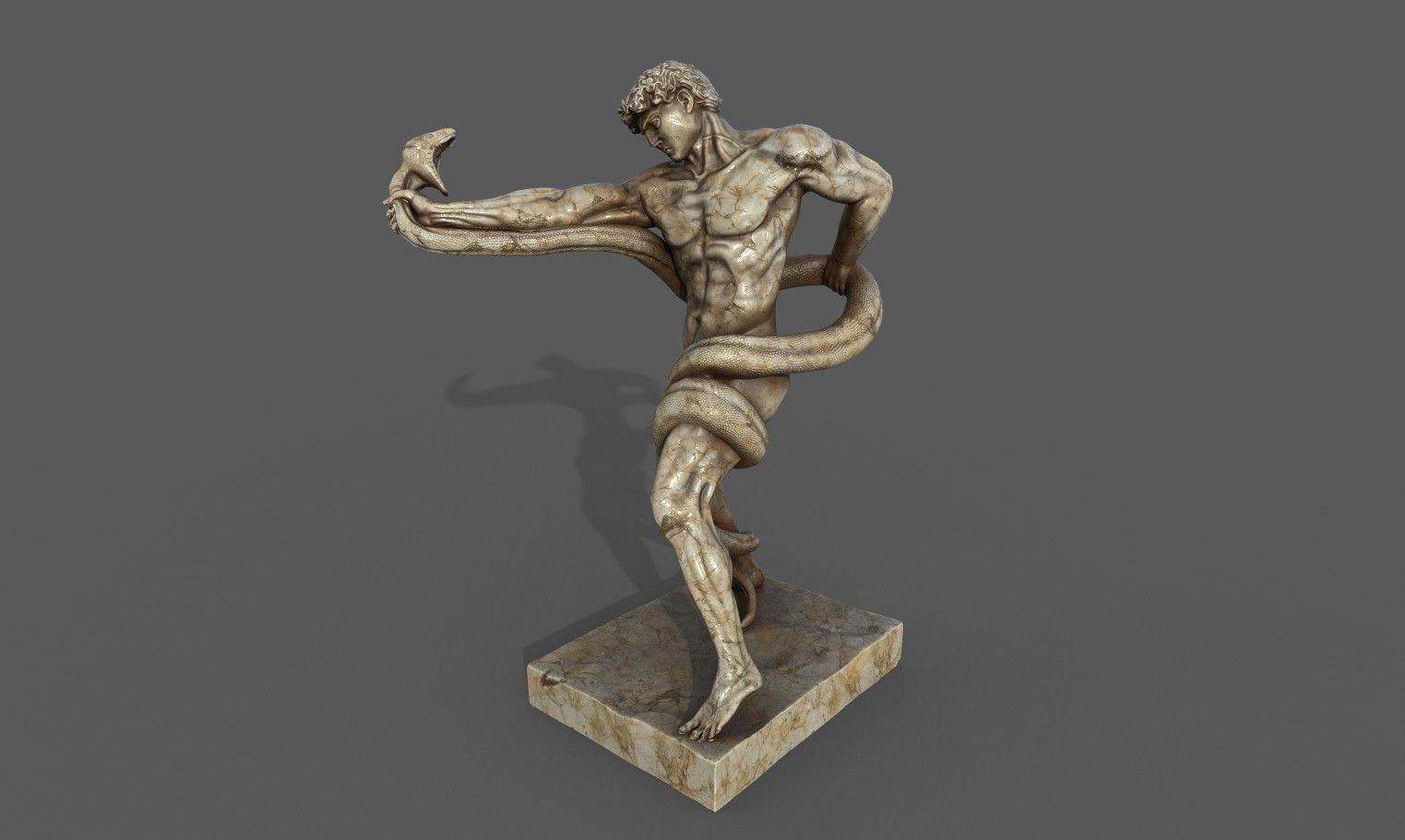 Statue of Athlete Wrestling a Python Low-poly 3D model_10
