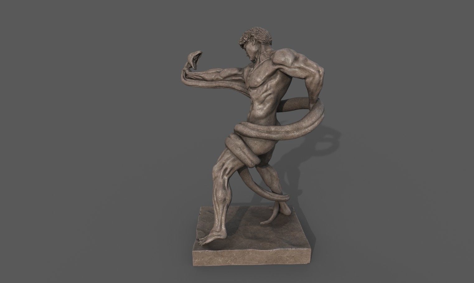 Statue of Athlete Wrestling a Python Low-poly 3D model_7