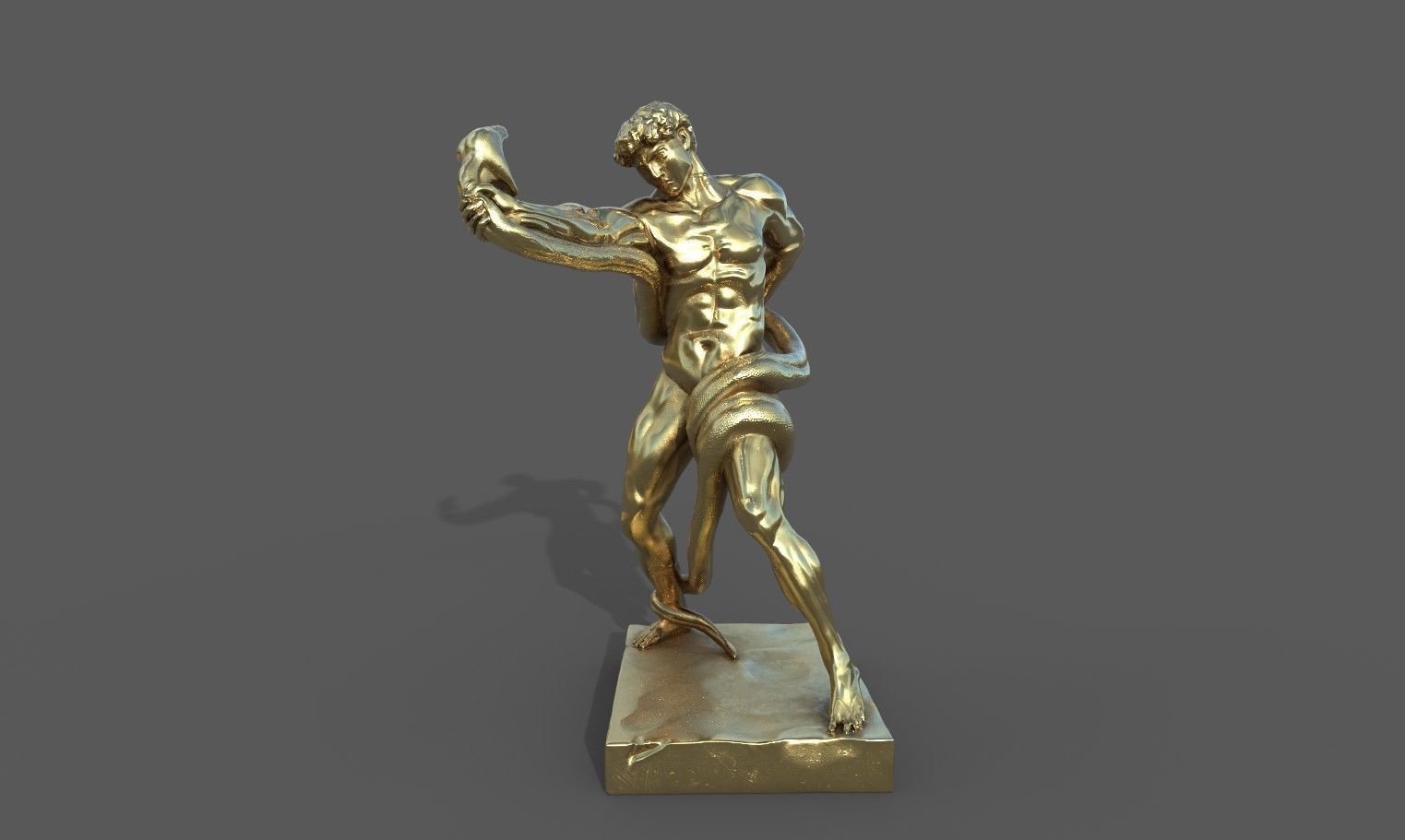 Statue of Athlete Wrestling a Python Low-poly 3D model_21