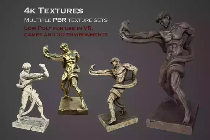 Statue of Athlete Wrestling a Python