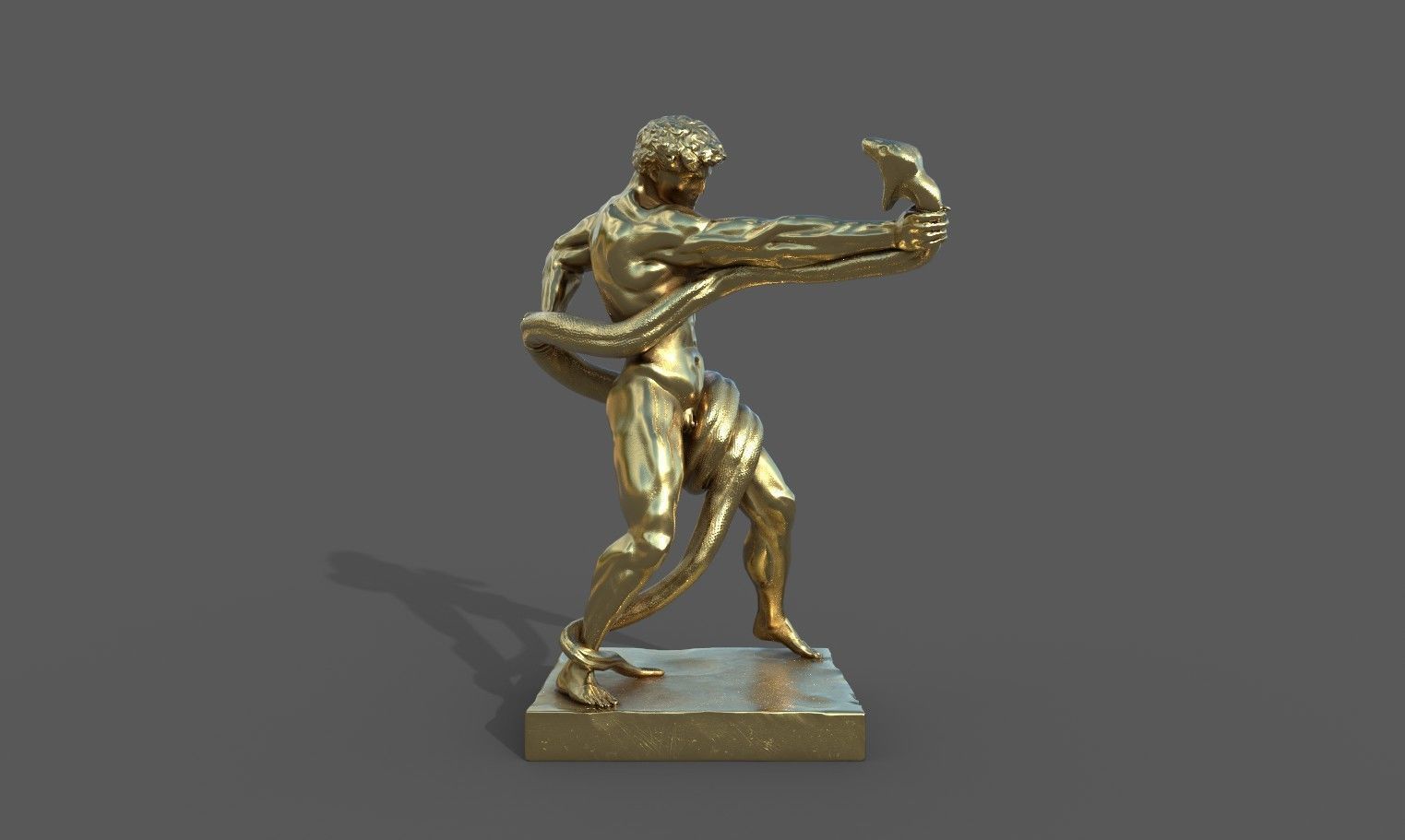 Statue of Athlete Wrestling a Python Low-poly 3D model_25