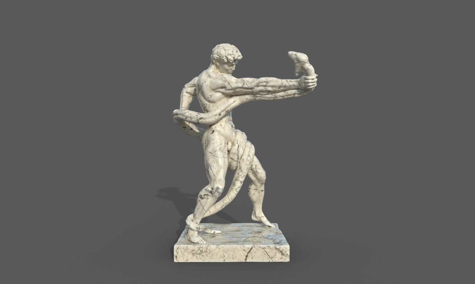 Statue of Athlete Wrestling a Python Low-poly 3D model_15