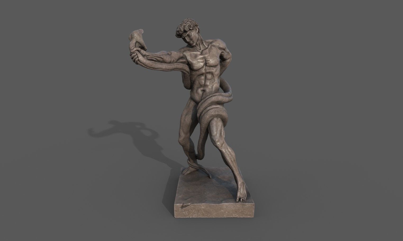 Statue of Athlete Wrestling a Python Low-poly 3D model_2